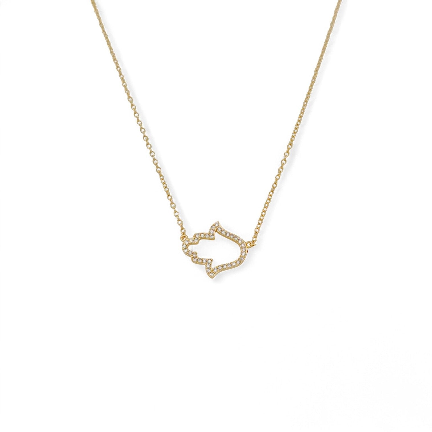 Necklace hamsa cz | 18k gold plated | Italian Sterling silver 925