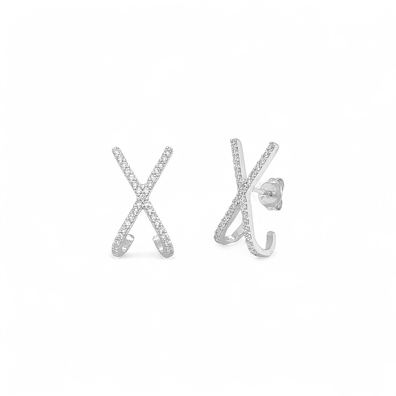 Earring X cz | 18k gold plated Sterling silver 925 | Fine italian craftmanship