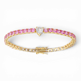 Heart Square-cut Tennis Bracelet | 18 Karat Gold Plated | Italian Craftsmanship