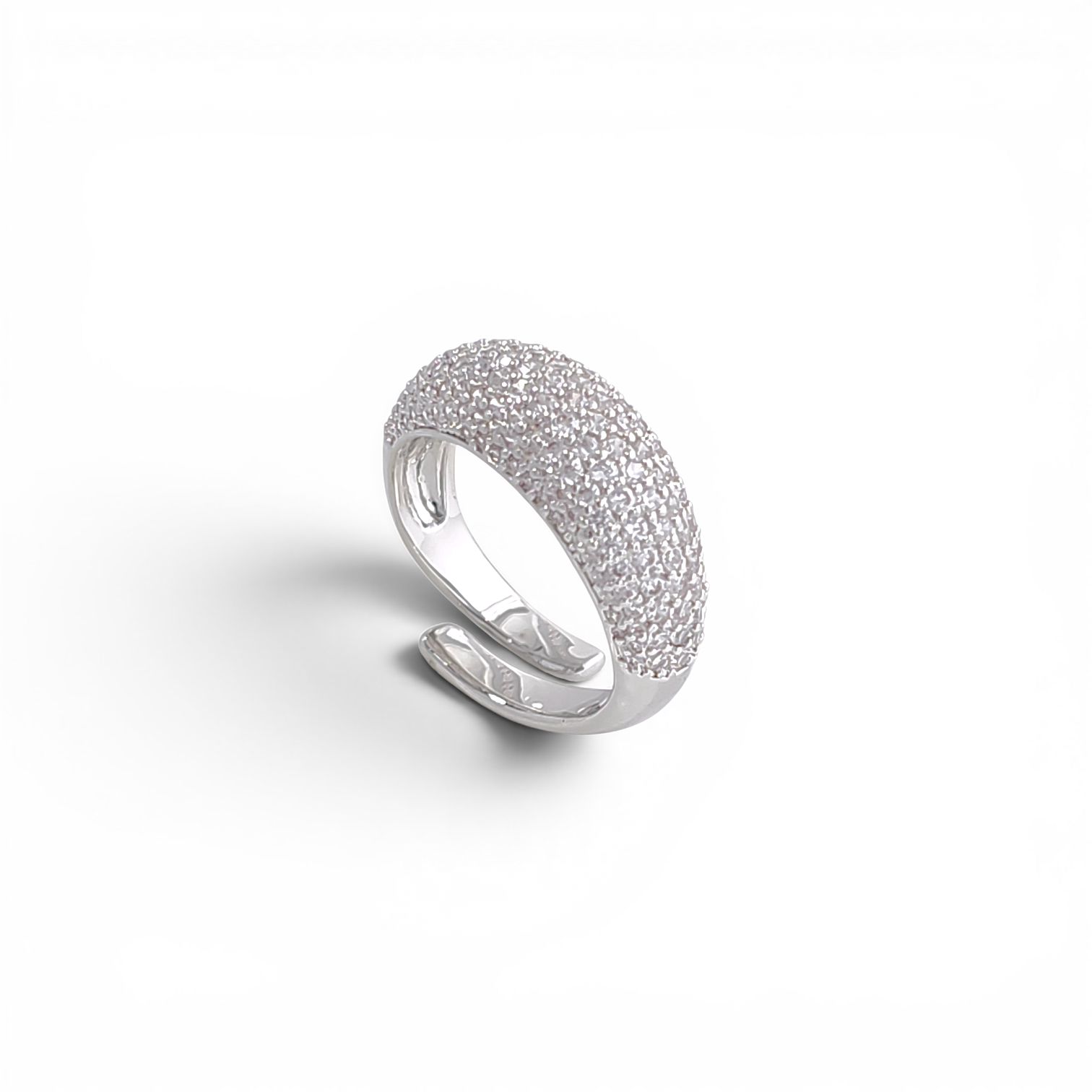 Dome Pavé pinky ring in 18k gold plated brass — Silver Italy, view 2