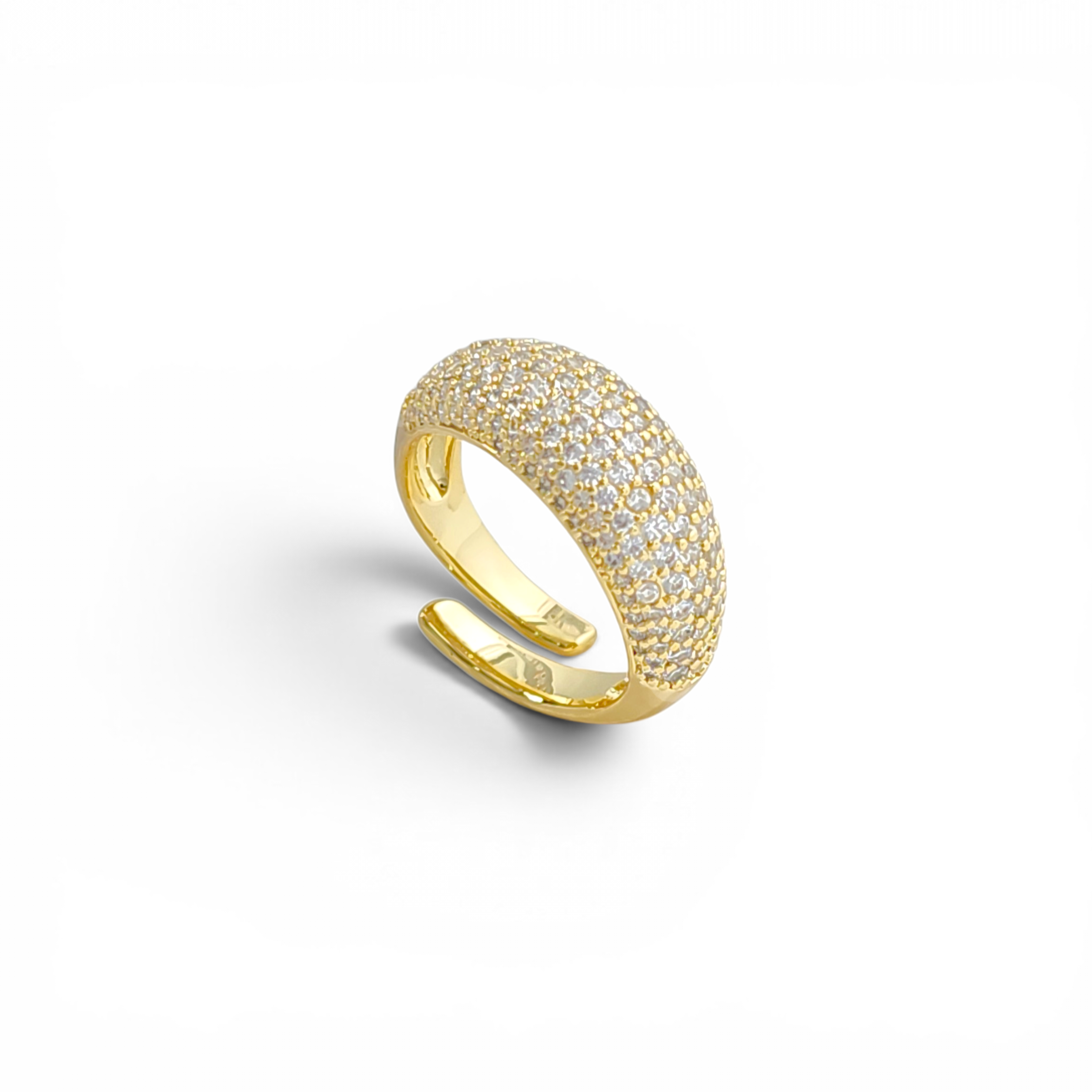 Dome Pavé pinky ring in 18k gold plated brass — Silver Italy, view 3