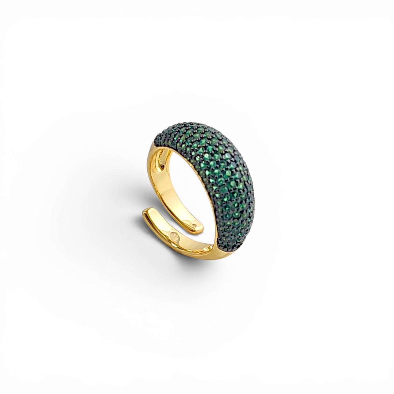 Dome Pavé pinky ring in 18k gold plated brass — Silver Italy, view 4