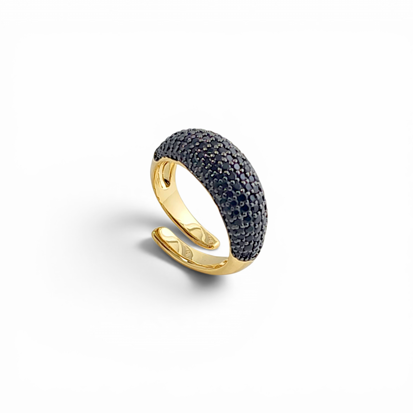 Dome Pavé pinky ring in 18k gold plated brass — Silver Italy, view 5