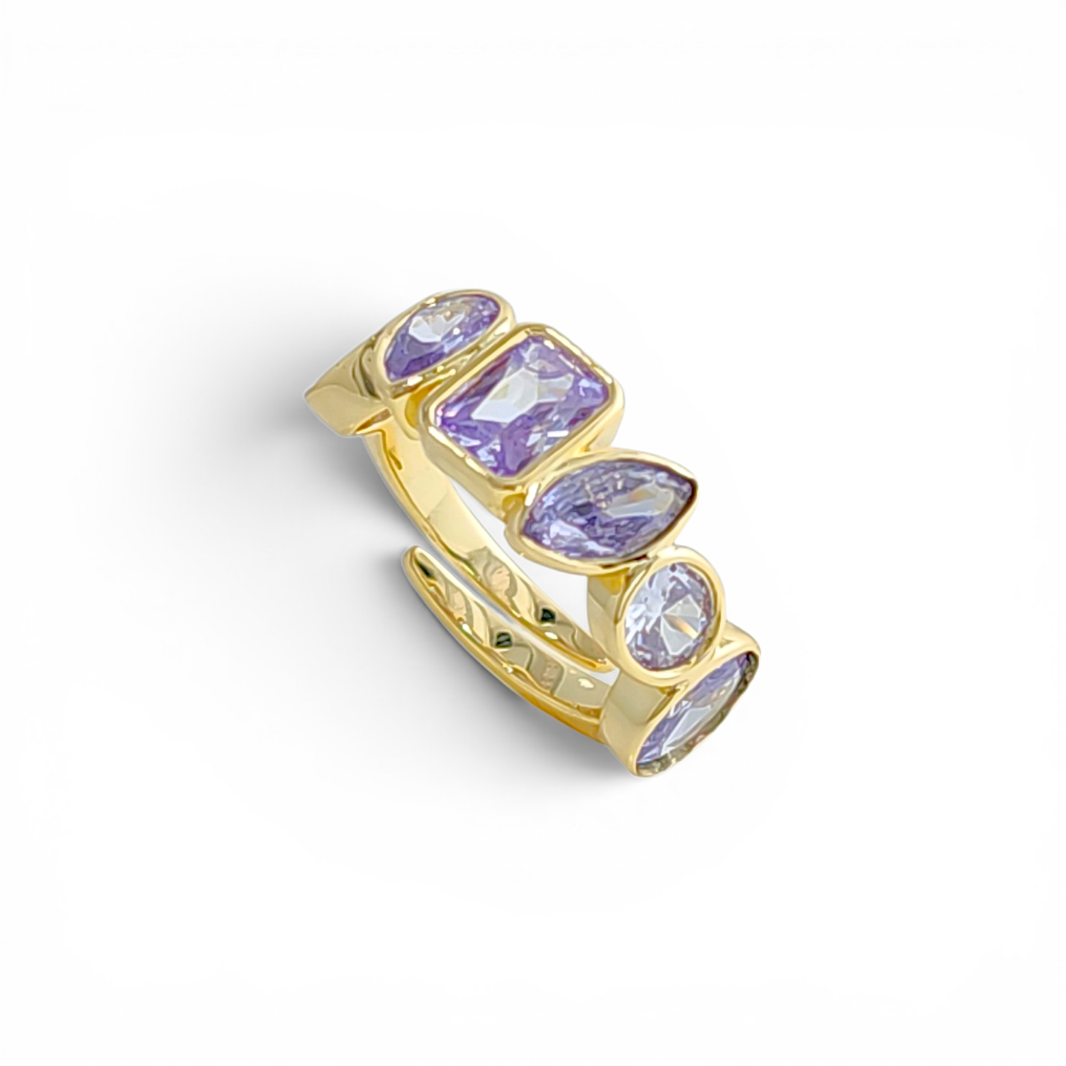 Multi-shape gems ring | 18k gold plated | Italian craftmanship