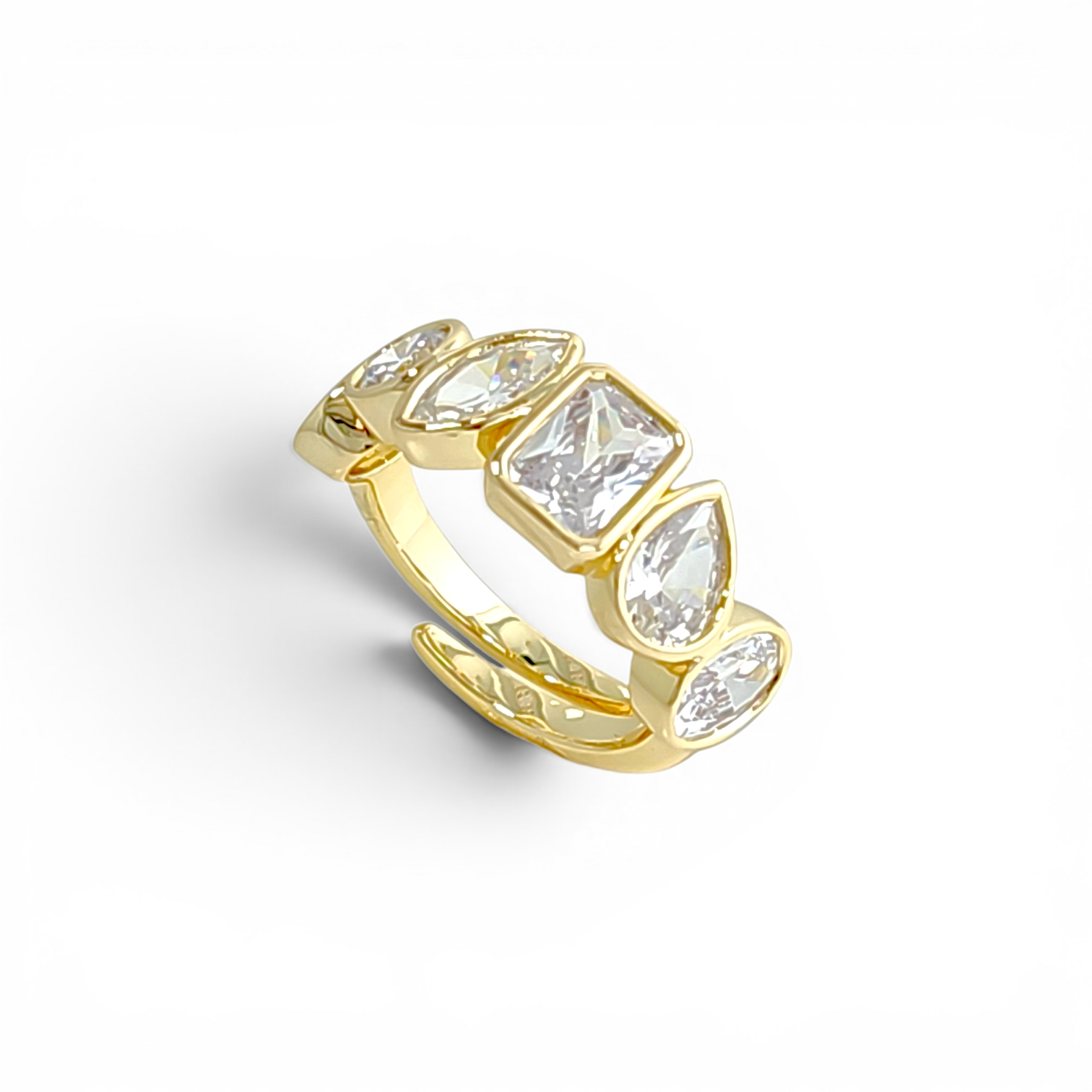 Multi-shape gems ring | 18k gold plated | Italian craftmanship