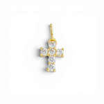 Crystal Cross pendant in 18k gold plated brass — Silver Italy, view 3