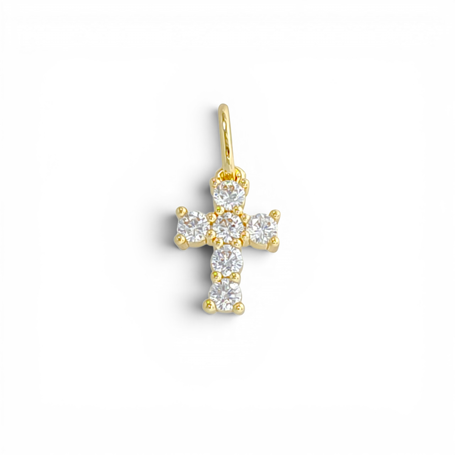Crystal Cross pendant in 18k gold plated brass — Silver Italy, view 3