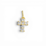 Crystal Cross pendant in 18k gold plated brass — Silver Italy, view 3