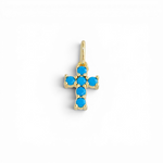 Crystal Cross pendant in 18k gold plated brass — Silver Italy, view 2