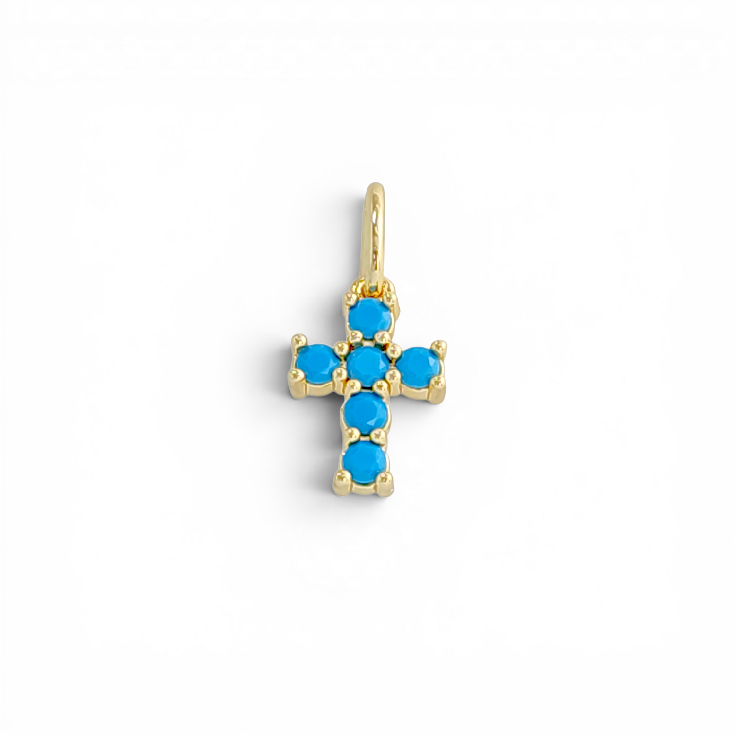 Crystal Cross pendant in 18k gold plated brass — Silver Italy, view 2