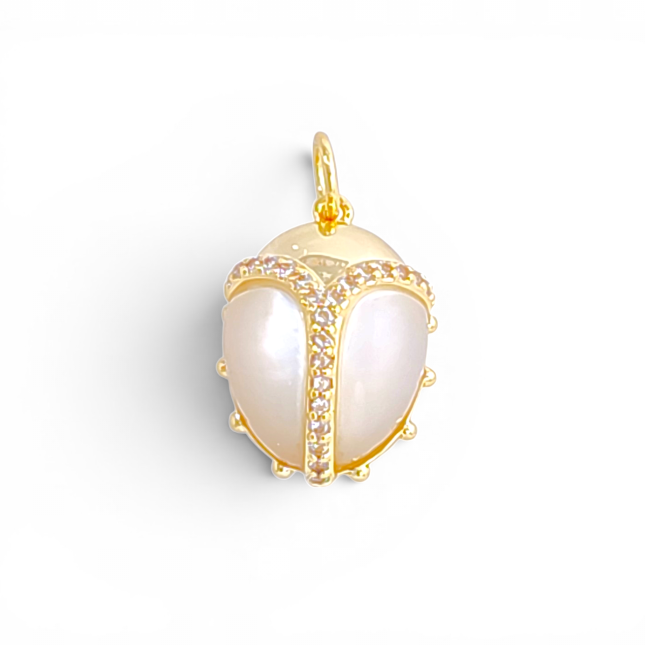 Ladybug charm pendant in 18k gold plated brass — Silver Italy, view 2