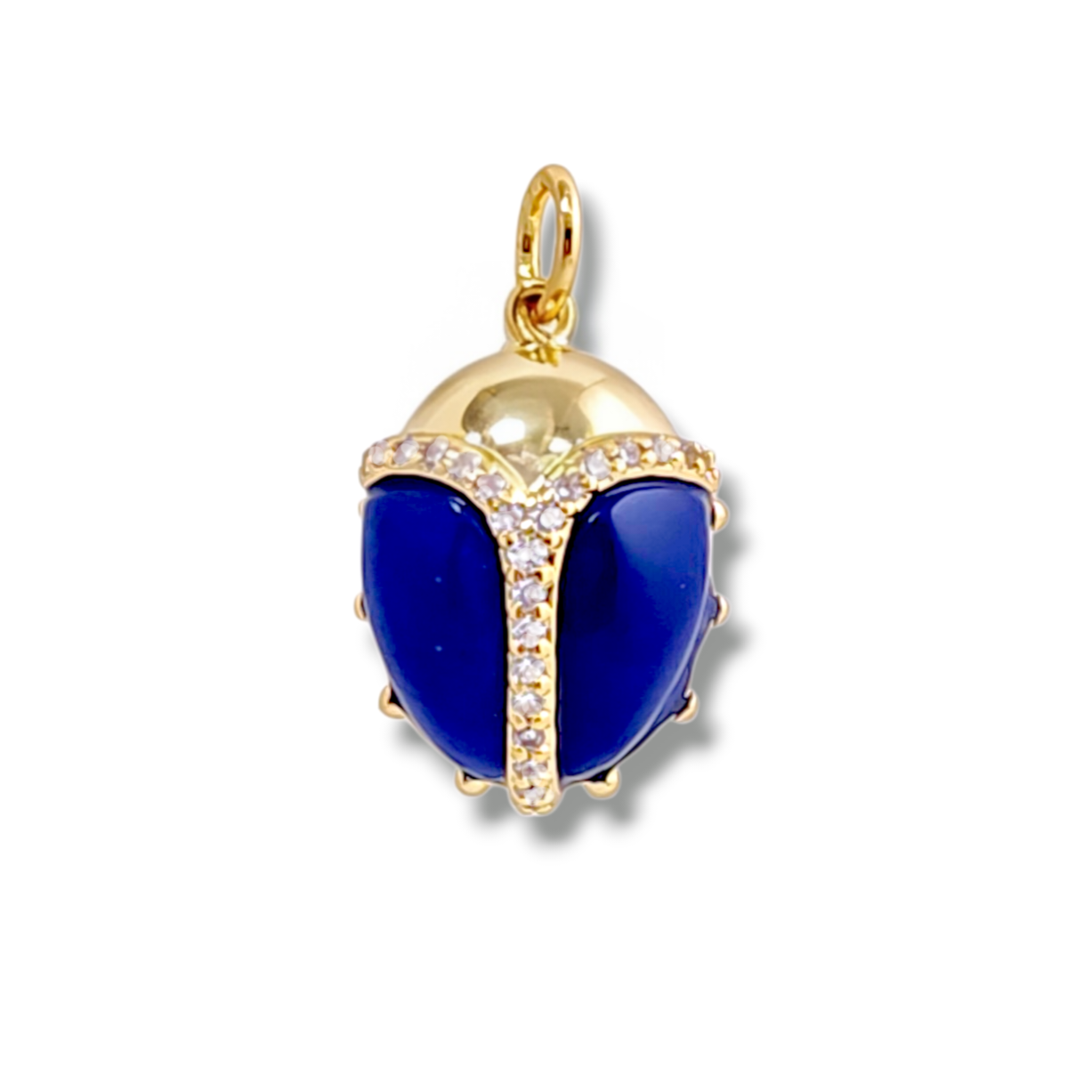 Ladybug charm pendant in 18k gold plated brass — Silver Italy, view 3