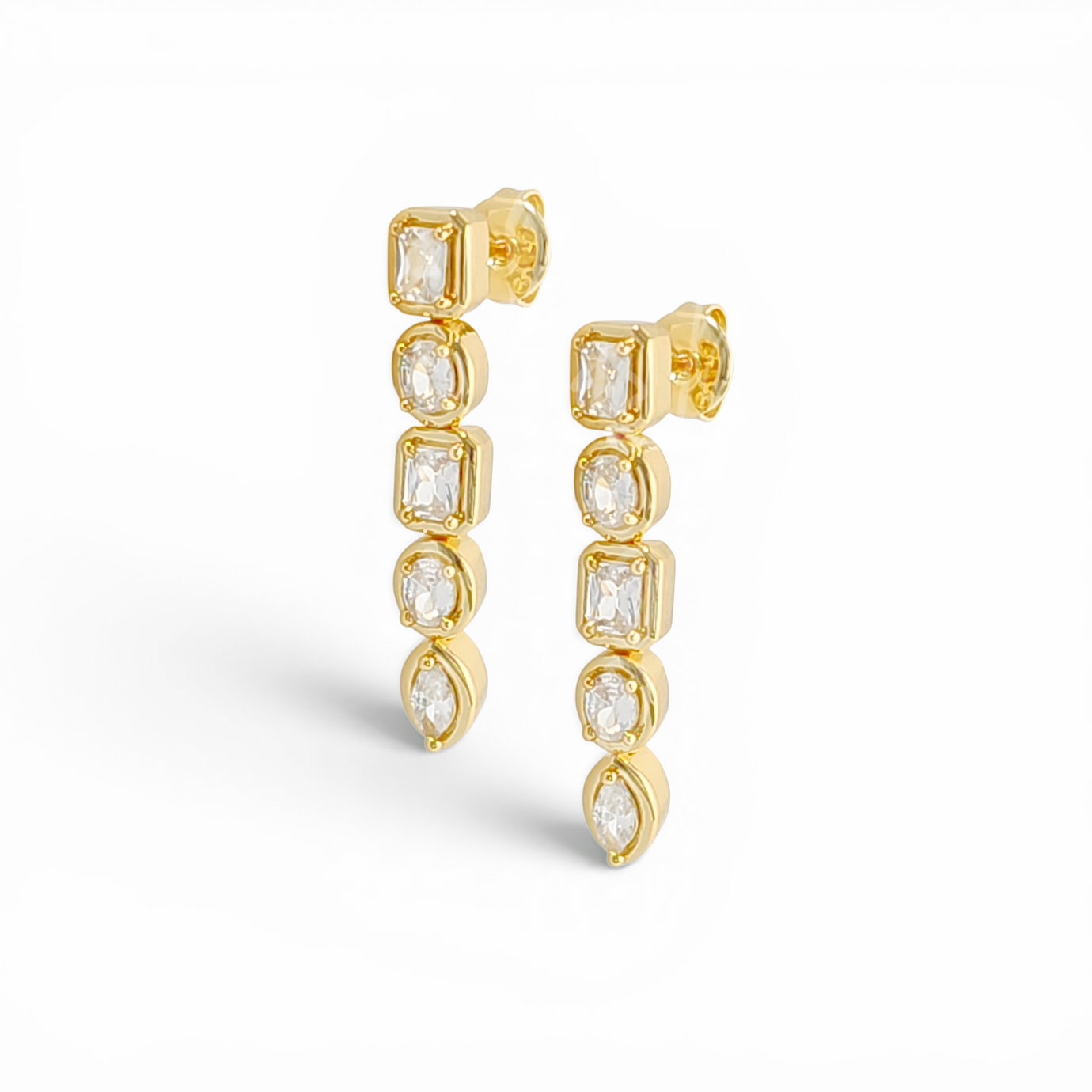Multi-shape stones Drop Earring | 18k Gold plated | Italian craftmanship