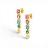 Multi-shape stones Drop Earring | 18k Gold plated | Italian craftmanship