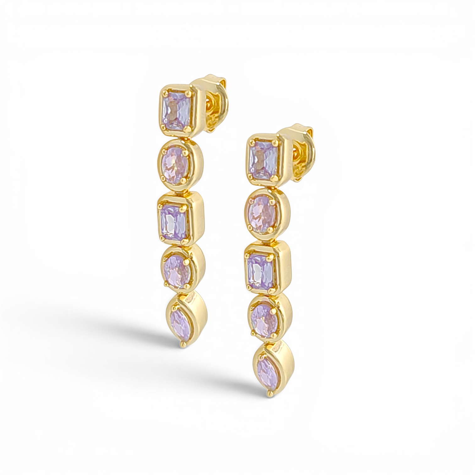 Multi-shape stones Drop Earring | 18k Gold plated | Italian craftmanship