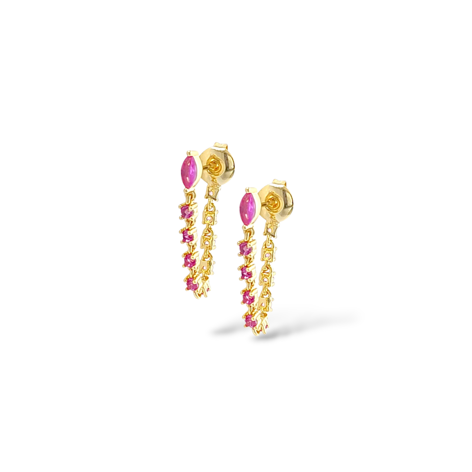 Crystal Drop earring in 18k gold plated brass — Silver Italy, view 3