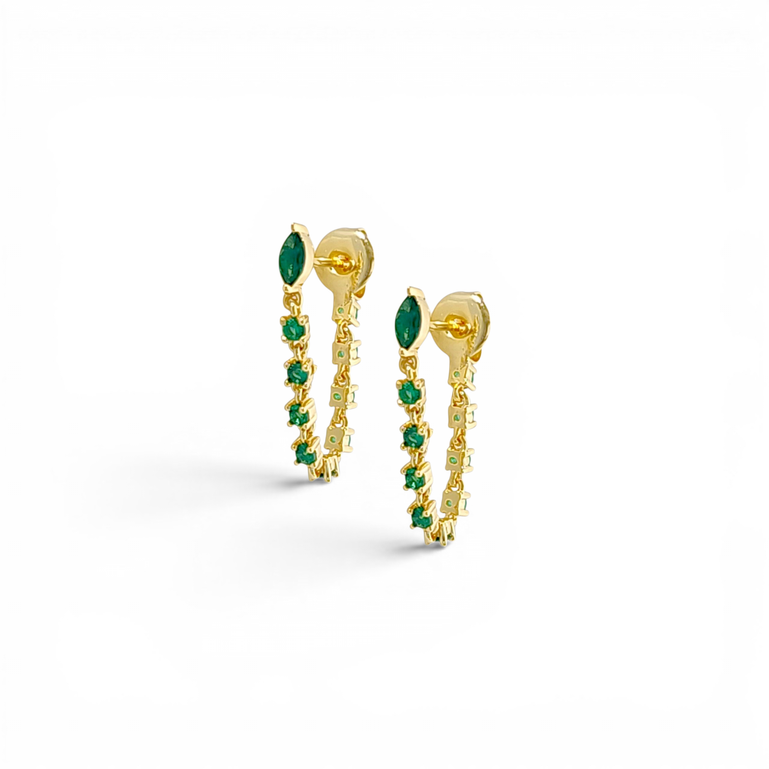 Crystal Drop earring in 18k gold plated brass — Silver Italy, view 2
