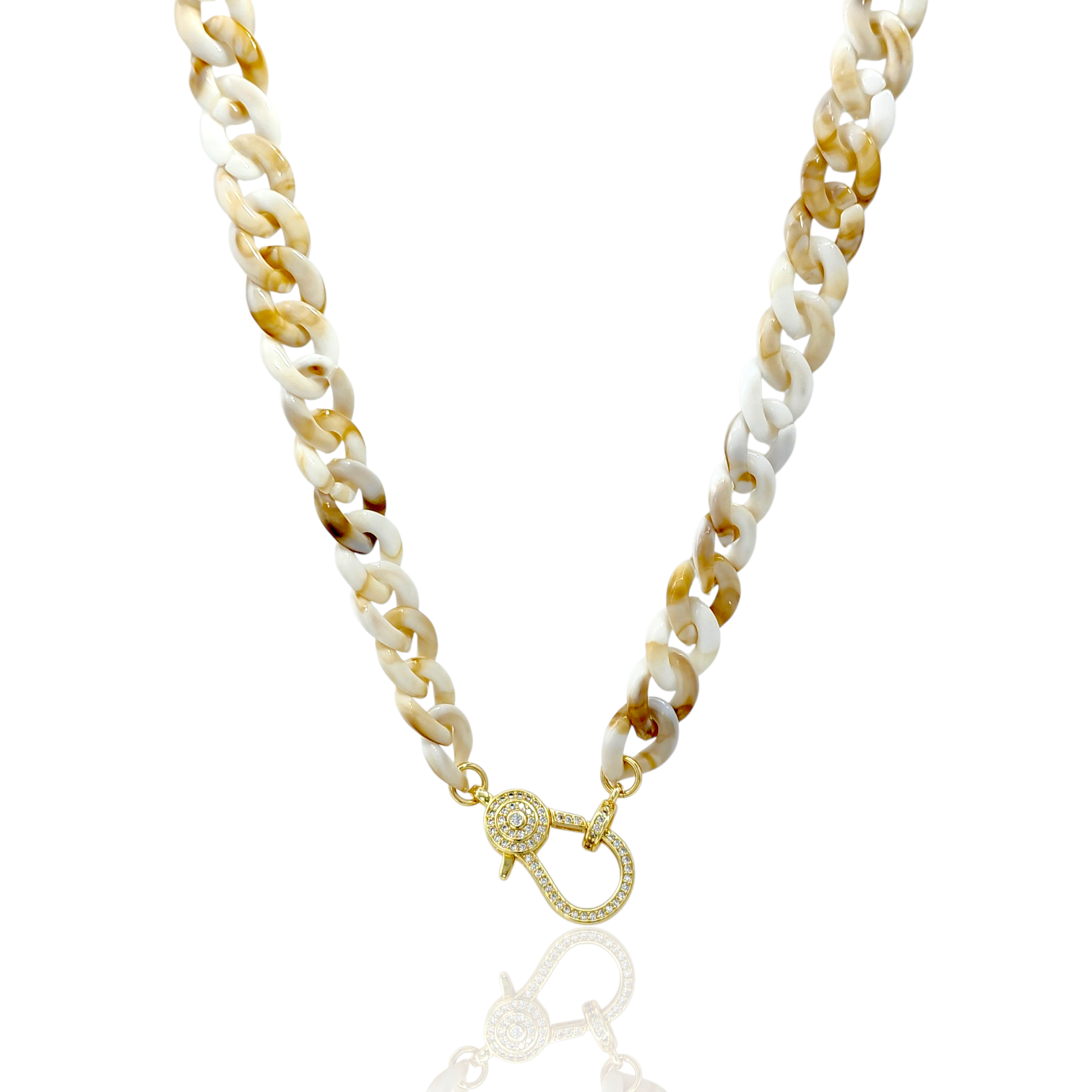 Chic Summer beach | Link necklace | Front lobster clasp for pendants | 18k gold plated | Cubic cz