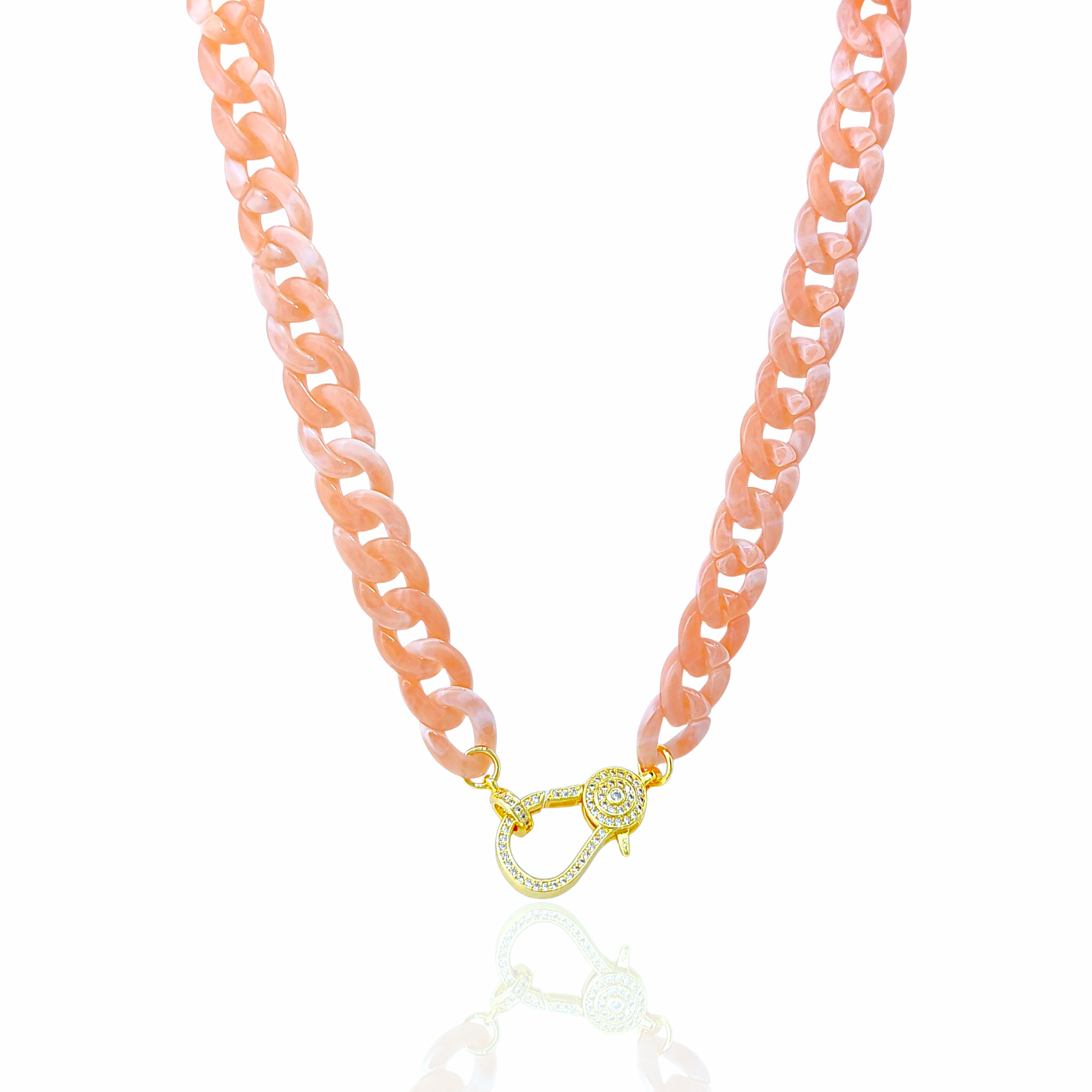 Chic Summer beach | Link necklace | Front lobster clasp for pendants | 18k gold plated | Cubic cz