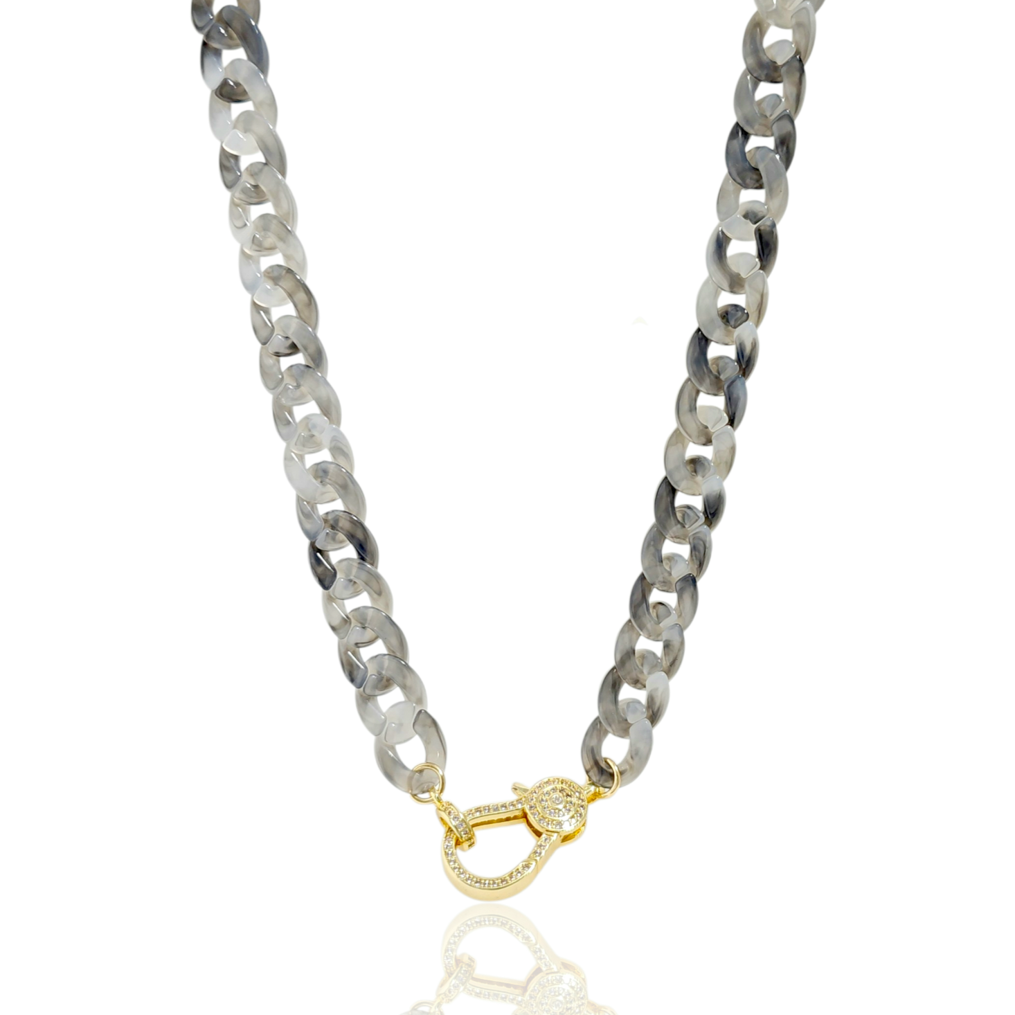 Chic Summer beach | Link necklace | Front lobster clasp for pendants | 18k gold plated | Cubic cz