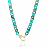 Chic Summer beach | Link necklace | Front lobster clasp for pendants | 18k gold plated | Cubic cz