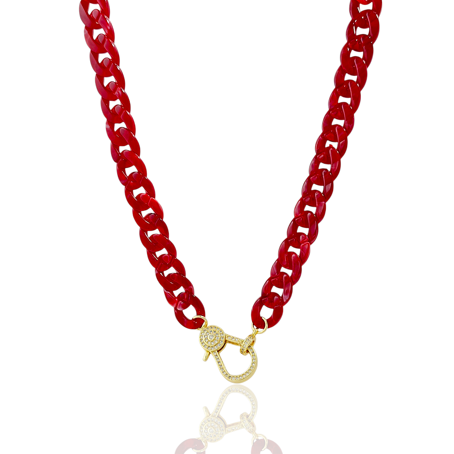 Chic Summer beach | Link necklace | Front lobster clasp for pendants | 18k gold plated | Cubic cz