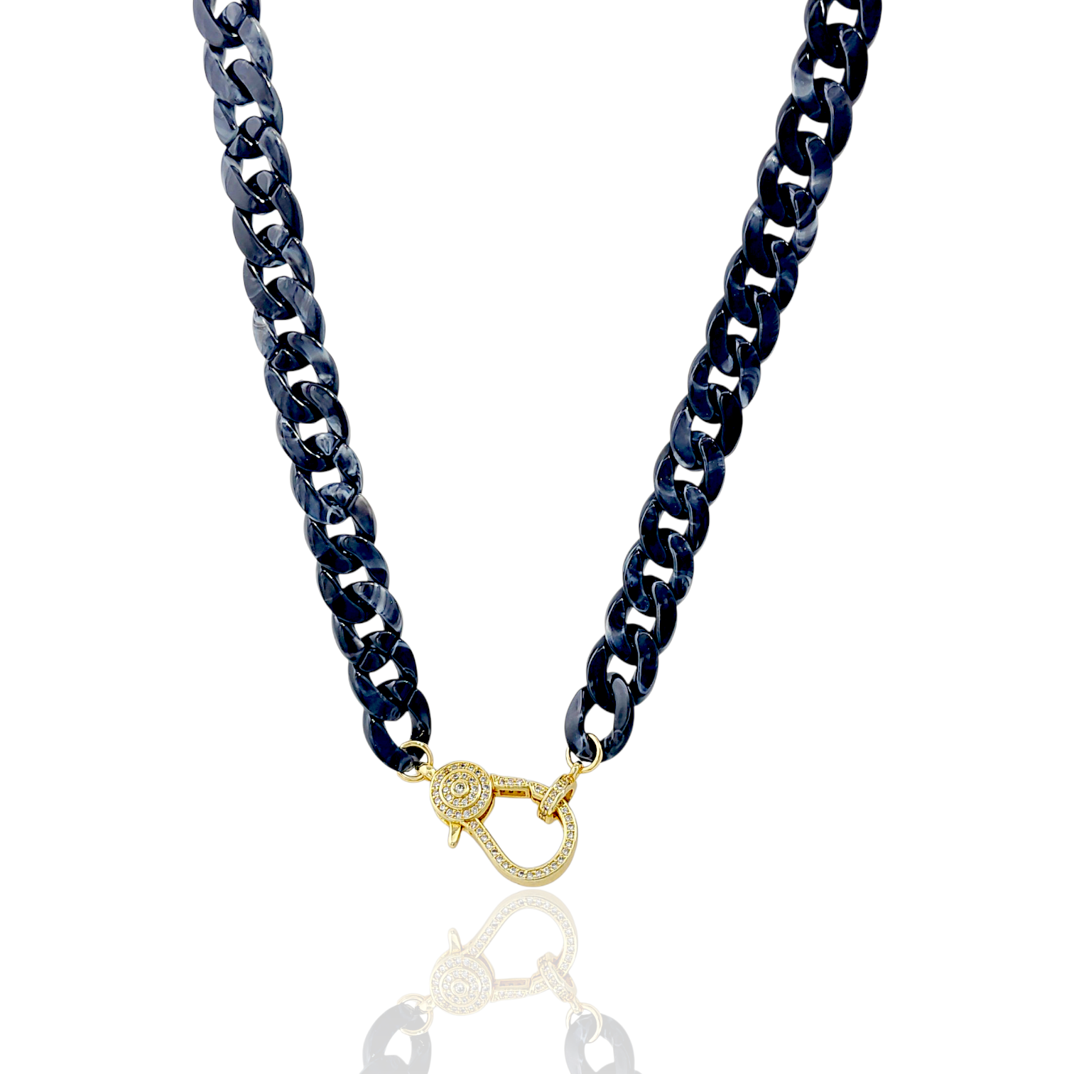 Chic Summer beach | Link necklace | Front lobster clasp for pendants | 18k gold plated | Cubic cz