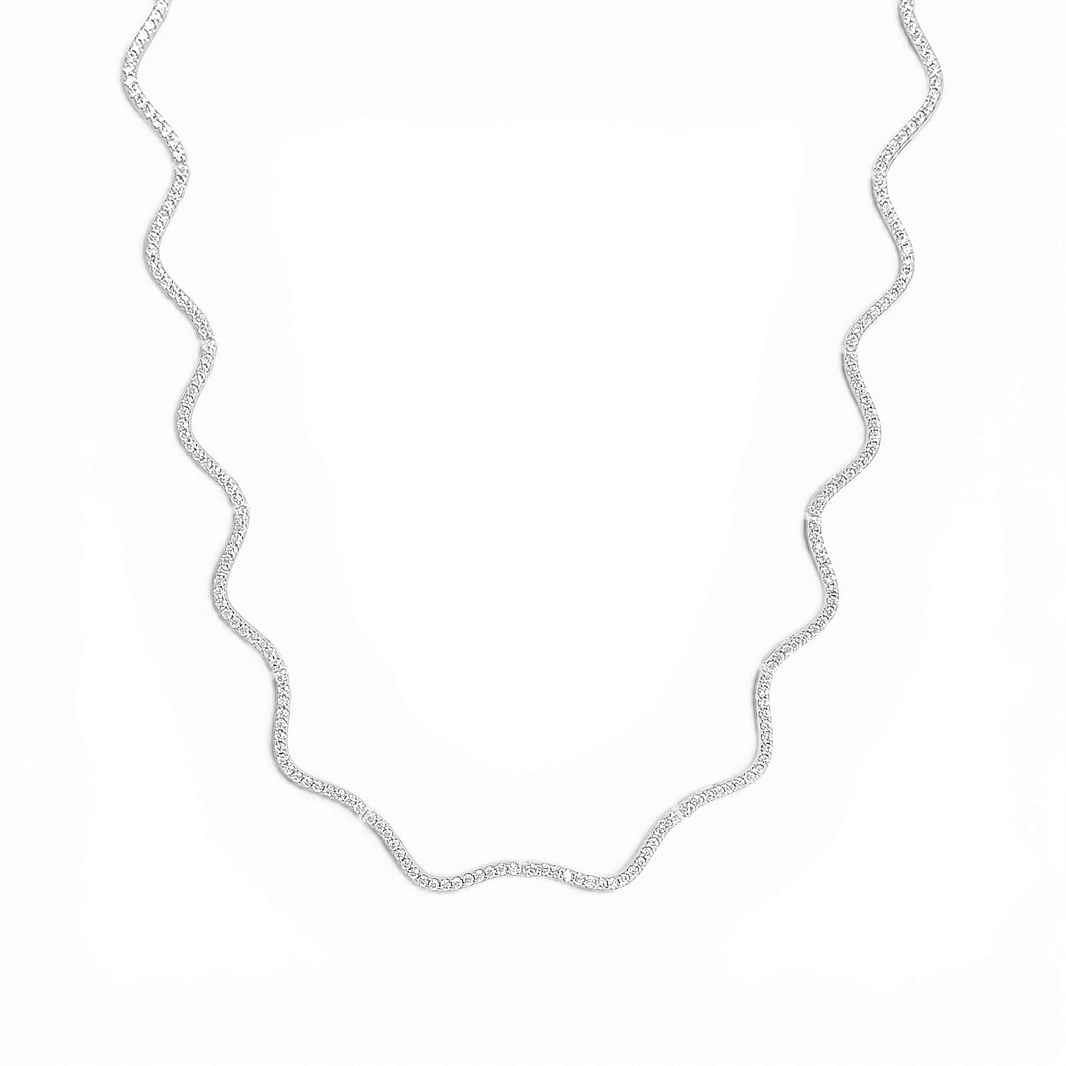 Wavy Tennis necklace in 18k gold plated brass — Silver Italy, view 2