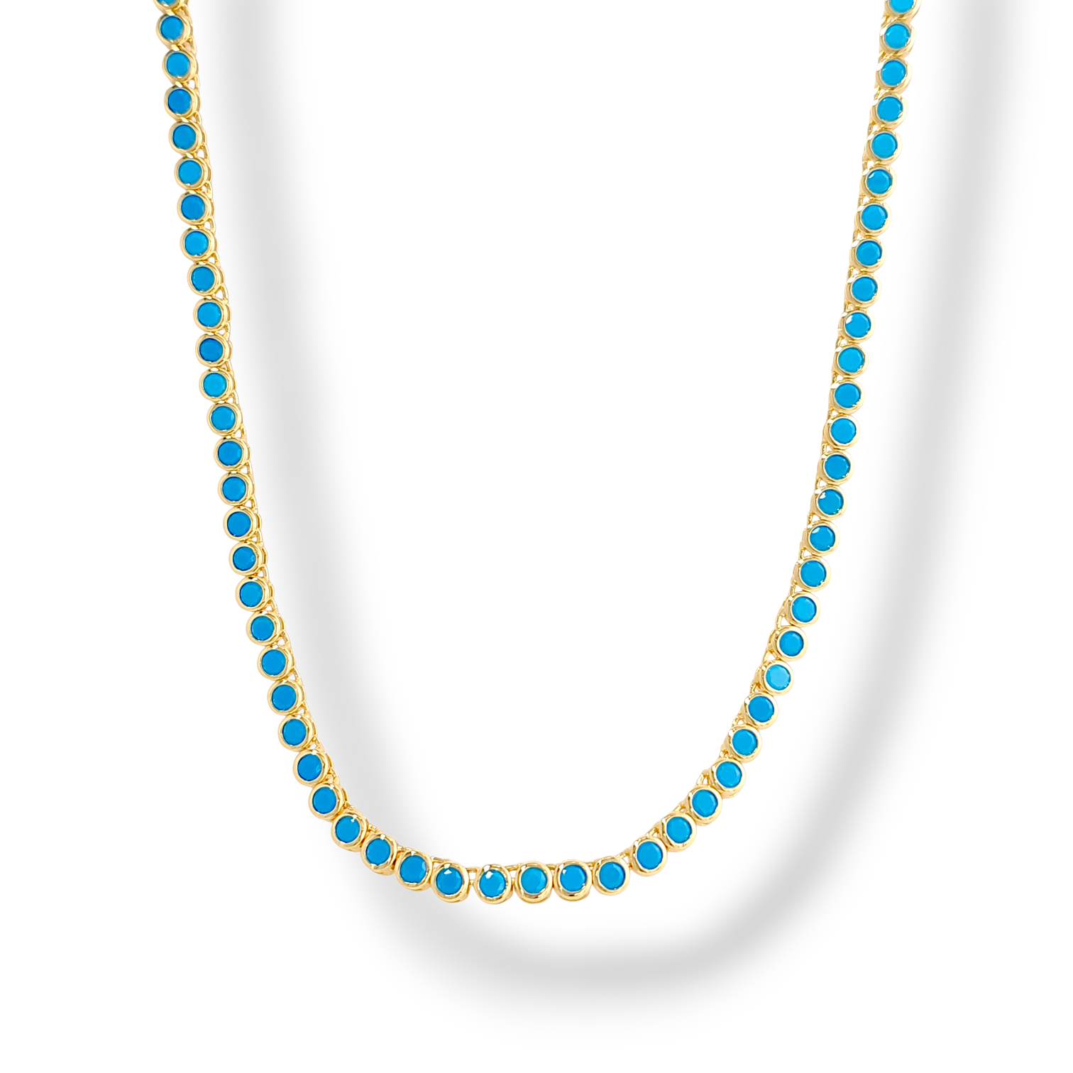 White Round-Stone Tennis Necklace | 18 Karat Gold Plated | Italian Craftsmanship