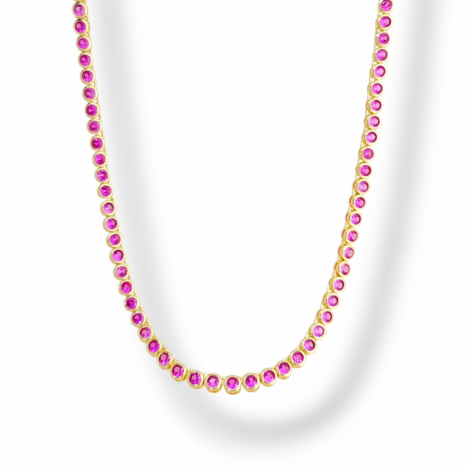 White Round-Stone Tennis Necklace | 18 Karat Gold Plated | Italian Craftsmanship