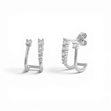 Double J-Hoop Crystal Earrings | 925 Silver 18 Karat Gold | Italian Craftsmanship