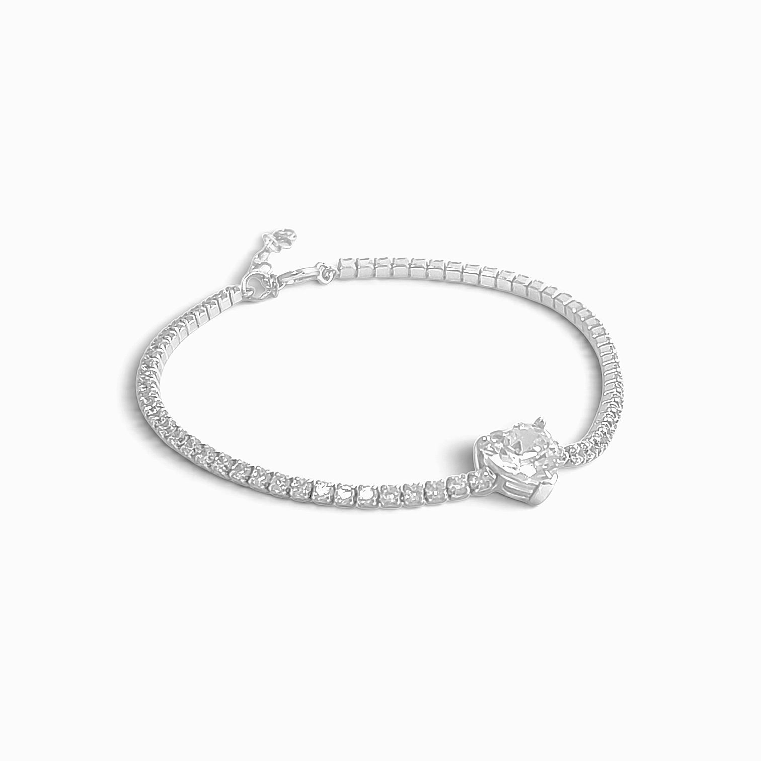 Heart Solitaire Tennis Bracelet | 925 Silver 18 Karat Gold | Italian Craftsmanship