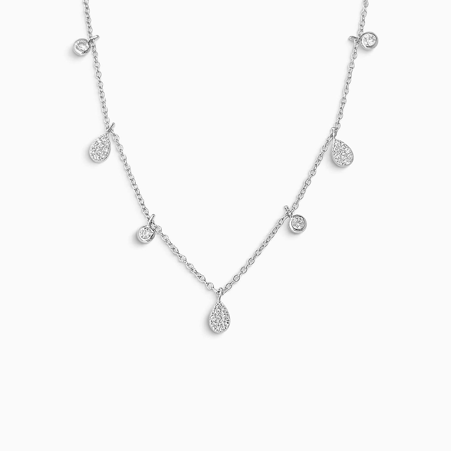 Multi Pear-Drop Necklace | 925 Silver 18 Karat Gold | Italian Craftsmanship