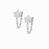 Pavé Star Chain-Wrap Stud Earrings | 925 Silver 18 Karat Gold | Italian Craftsmanship