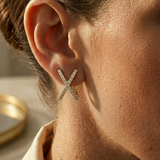Earring X cz | 18k gold plated Sterling silver 925 | Fine italian craftmanship