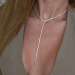 Lariat tennis necklace 18k gold silver italy
