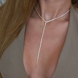 Lariat tennis necklace 18k gold silver italy