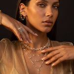 Silver italy Long crystals Necklace - White