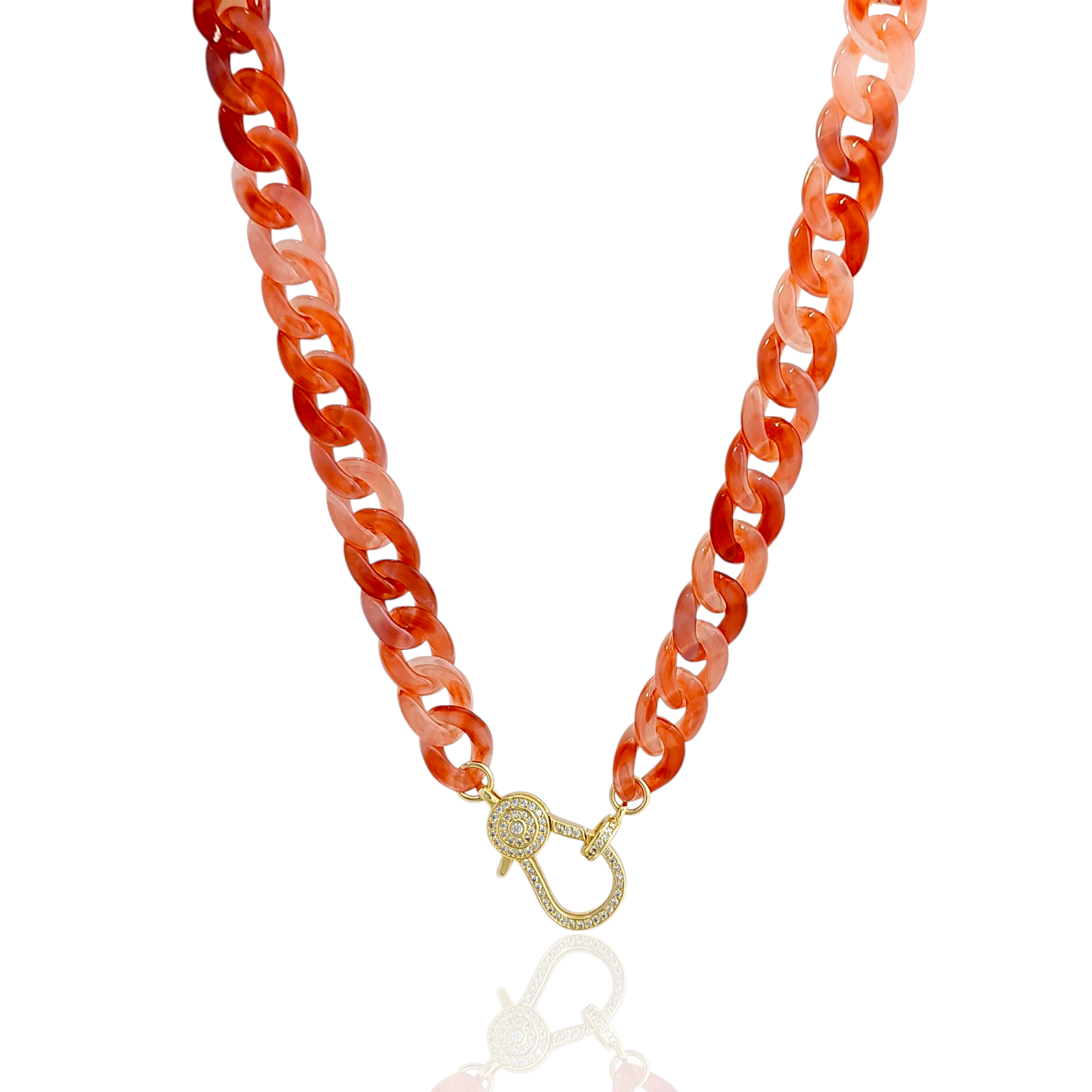 Chic Summer beach | Link necklace | Front lobster clasp for pendants | 18k gold plated | Cubic cz