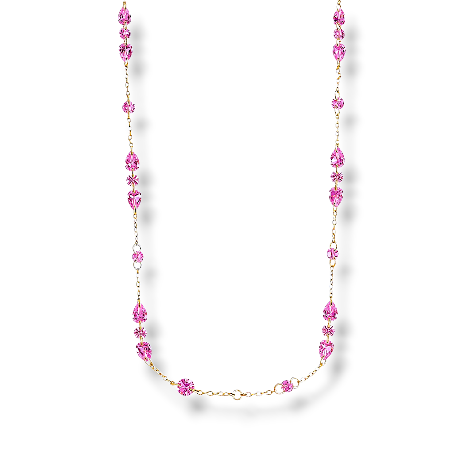 Long crystals Necklace - Pink