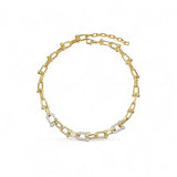 Necklace U Link 2 tones | 18k gold plated | Italian brass | cubic zirconia