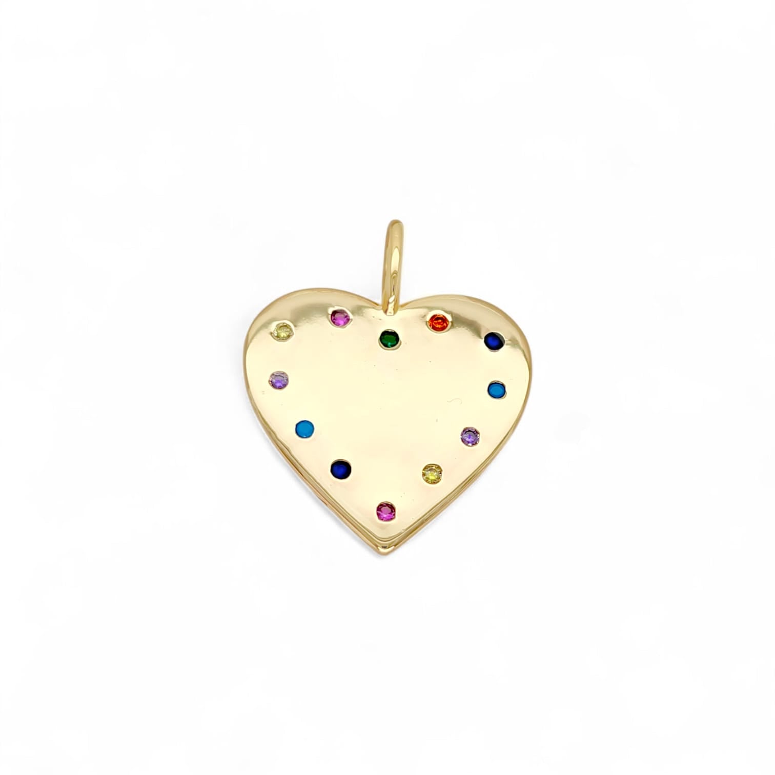 Charm Heart Plain | 18k gold plated | Italian brass | Cubic zirconia