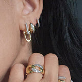 Earring huggie charm | 18k gold plated | Italian brass | cubic zirconia