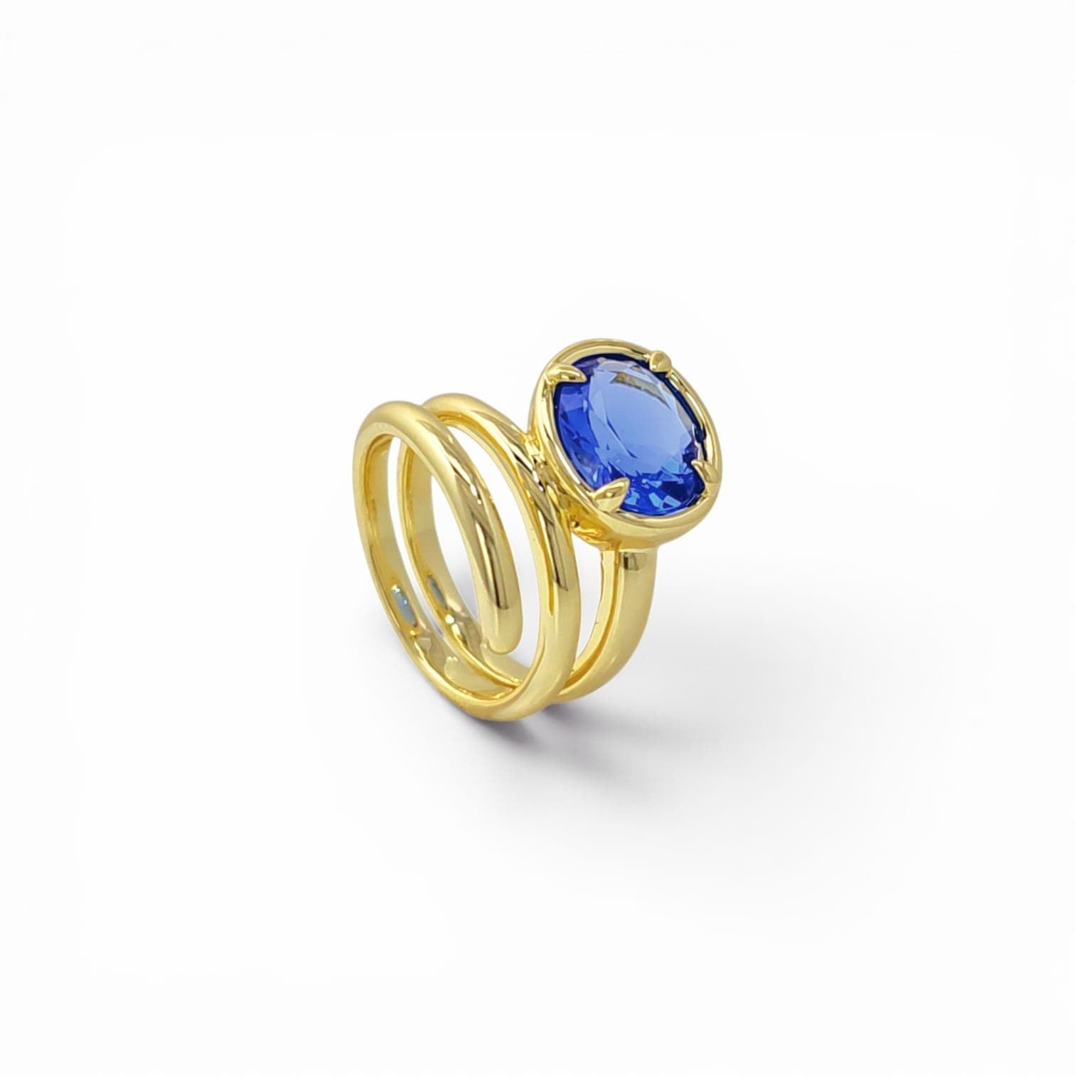 Oval shaped stone ring | 18k gold plated | Italian craftmanship