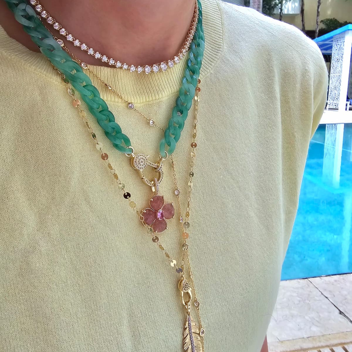 Chic Summer beach necklace in 18k gold plated brass — Silver Italy, view 17