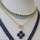 Round Stone Gradient Tennis Necklace | 18 Karat Gold Plated | Italian Craftsmanship