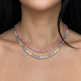 Rainbow Tennis necklace in 18k gold plated brass — Silver Italy