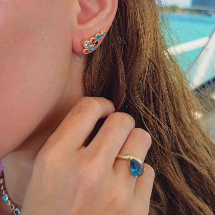 Mermaid bubble earrings in 18k gold plated brass — Silver Italy, view 2