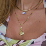 emerald lavander pendant with round plain necklace