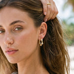 Glam 2 tone hoop earring in 18k gold plated brass — Silver Italy, view 2